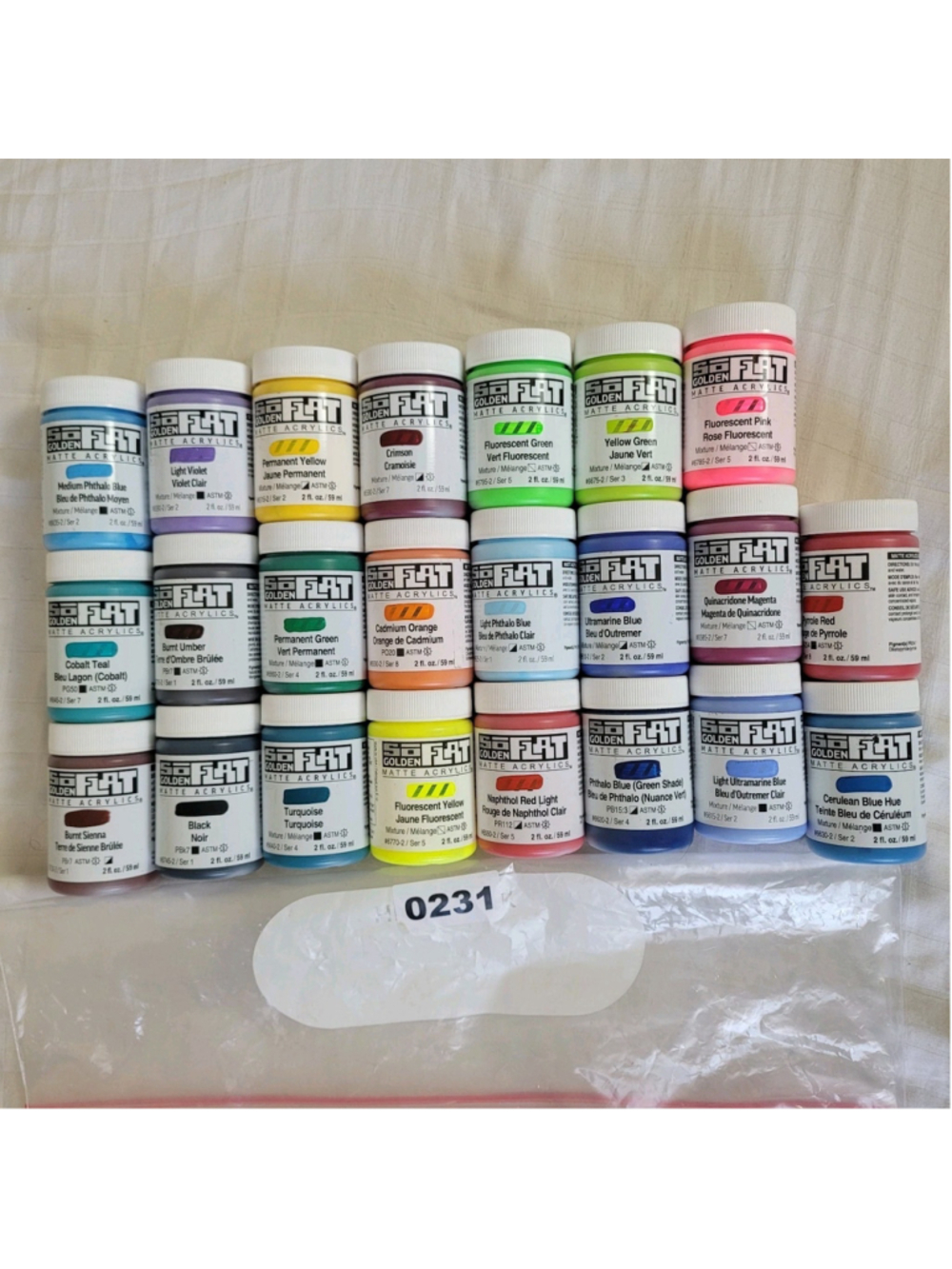 #231- 23 Golden SoFlat Matte Acrylics Paint 2oz New
